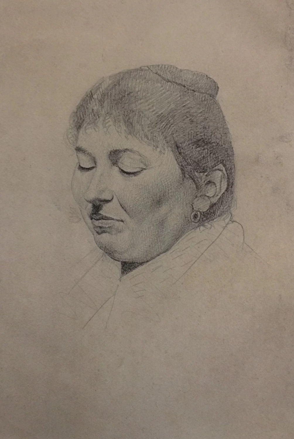 Testa di donna con capelli raccolti e sguardo abbassato - Museo Giorgio Kienerk, Fauglia, Pisa